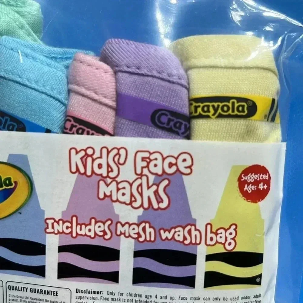 Crayola crayon face mask set of‎ 5 with pouch kids